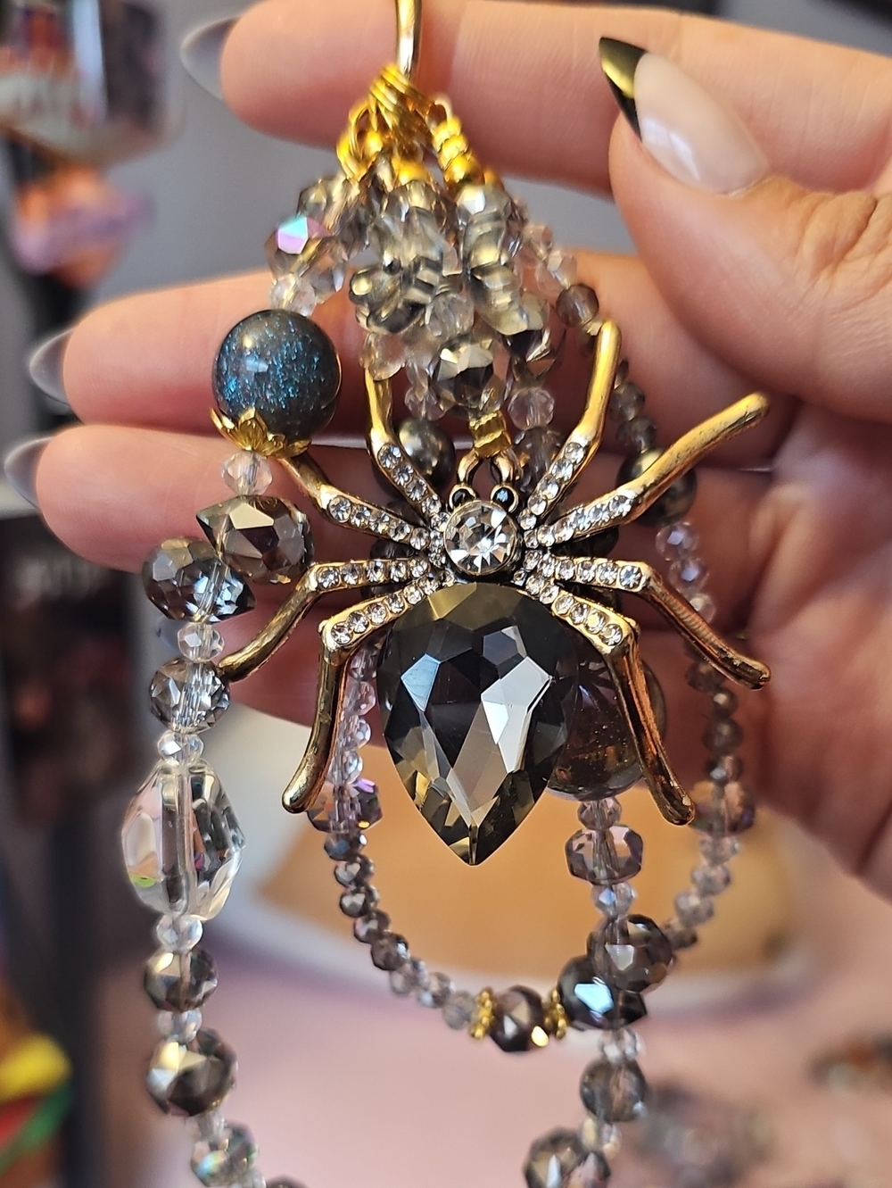 Gold Spider Crystal Charm